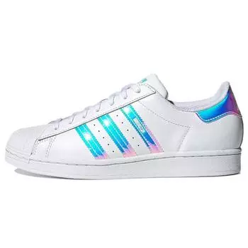 Белые переливающиеся кроссовки унисекс adidas Superstar Cloud-White Pulse-Aqua Pink-Tint GX3386 36