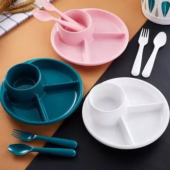 Белые пластиковые тарелки BPA с разделителями для детей и взрослых