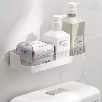 Белые полки для хранения в ванной комнате, полки для туалетной косметики, не нужно пробивать отверстия, гель для душа, шампунь, организация