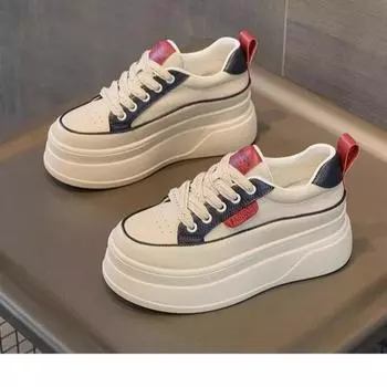 Белые повседневные туфли Скрытые каблуки Женские Кроссовки на платформе и танкетке Женские кожаные золотистые туфли Женские Красовки Теннис Feminino Casual 35