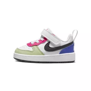 Белые разноцветные детские кроссовки Nike Court Borough Low Recraft TD Ярко-Розовый Светло-Ультрамарин Темно-Обсидиан DV5458-108 22