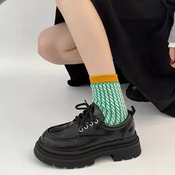 Белые ретро французские туфли на шнуровке из кожи женские осень-зима 2025 новые универсальные туфли Мэри Джейн на платформе в британском стиле 35 бежевый