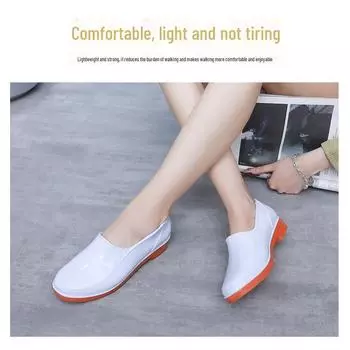 Белые резиновые сапоги из ПВХ: Устойчивая к воде, маслу, кислотам и щелочам, легкая, гигиеничная рабочая обувь для кухни и столовой (Короткий ствол 1505). 38