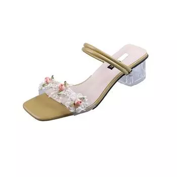 Белые роскошные туфли для женщин, сандалии, лето 2024, новые женские туфли на высоком каблуке для девочек, дизайнерские сандалии, sandalias mujer 35 зелёный