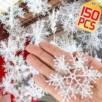 Белые рождественские снежинки, подвесные подвески на елку, искусственные снежинки своими руками, рождественские украшения для новогодней вечеринки, домашние украшения, подарки 30pcs