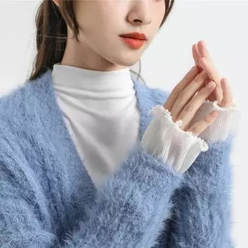 Белые съемные рукава, манжеты для женщин, многослойные оборки, ложные рукава, эластичный плиссированный напульсник, ложные манжеты, утеплители для запястий