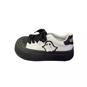 Белые шнурованные БЕЛЫЕ весенние спортивные кроссовки для бега на толстой подошве, повседневные женские туфли, спортивная женская обувь на платформе, вулканизированная обувь, тренд для мам 35