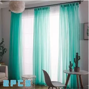 Белые шторы, современные однотонные прозрачные шторы для гостиной, спальни, балкона, прозрачные жалюзи, свадебный декор W100xL200CM 2pcs