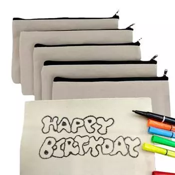 Белые сумки для рукоделия, большие холщовые сумки на молнии, сумки для монет, денег, кошельки, сумки для студентов, сумки для карандашей, канцелярские принадлежности, чехол для школы