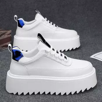 Белые туфли для доски мужские корейские версии модные маленькие белые туфли с толстой подошвой внутри увеличивающие рост мужские туфли осенние новые повседневные туфли с низким верхом мужские 39