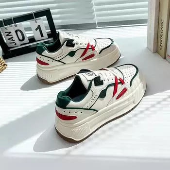 Белые туфли для студенток, модные осенние новые туфли на платформе, увеличивающие рост, повседневные туфли-лодочки 35