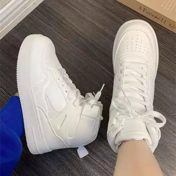 Белые туфли для студенток, уличная фотография, универсальная повседневная спортивная обувь, высокие туфли для сноуборда для студенток 35 белый