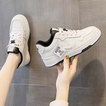 Белые туфли для студентов из кожи с толстой подошвой, увеличивающие рост, повседневные кроссовки 34 белый