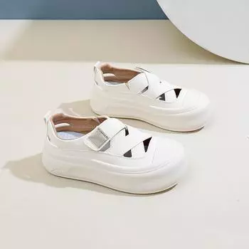 Белые туфли для студентов, женские модные летние новые туфли на платформе, увеличивающие рост, дышащие повседневные туфли 35 бежевый