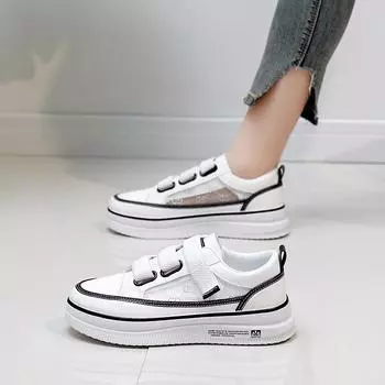 Белые туфли для студентов, женские модные летние новые туфли на платформе, увеличивающие рост, дышащие повседневные туфли 35 белый