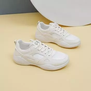 Белые туфли для студентов, женские модные летние новые туфли на платформе, увеличивающие рост, дышащие повседневные туфли 35 бежевый