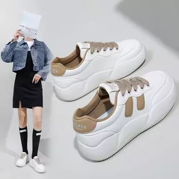 Белые туфли для студентов, женские, осенние, новые, на платформе, увеличивающие рост, дышащие, повседневные туфли 35 чёрный