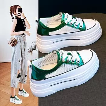 Белые туфли для женщин Ins модные летние новые универсальные сетчатые дышащие туфли-буфы с толстой подошвой, увеличивающей рост стелькой для папы 34 красный