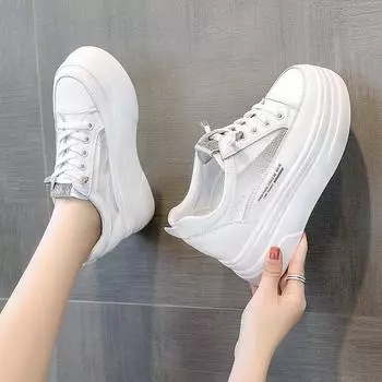 Белые туфли для женщин Ins Модные летние новые стильные сетчатые дышащие повседневные туфли на платформе стелька для увеличения роста женские туфли 34 белый