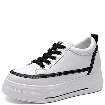 Белые туфли для женщин, классические, толстые, внутренняя отделка, контрастный цвет, женские повседневные, универсальные, кожаные туфли 35