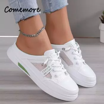 Белые туфли для женщин Кроссовки с сетчатой поверхностью и толстой подошвой, воздухопроницаемость, повседневный комфорт, сетчатая обувь, обувь на платформе 35 серый