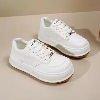 Белые туфли для женщин, новые осенние студенческие универсальные повседневные модные туфли с толстой подошвой, модные кроссовки 35 бежевый