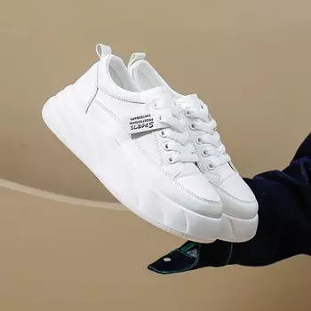 Белые туфли для женщин, новые осенние студенческие универсальные повседневные модные туфли с толстой подошвой, модные кроссовки 35 белый