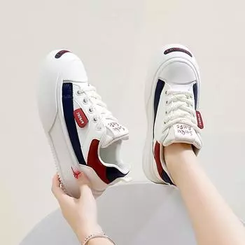 Белые туфли для женщин, новые осенние студенческие универсальные повседневные модные туфли с толстой подошвой, модные кроссовки 35 бежевый