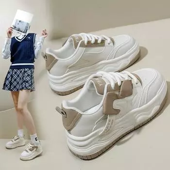 Белые туфли для женщин, новые осенние студенческие универсальные повседневные модные туфли с толстой подошвой, модные кроссовки 35