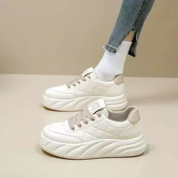 Белые туфли для женщин, новые весенние и осенние Ins Tide All-Match Толстые кроссовки для отдыха, увеличенные за счет кроссовок для бега 35