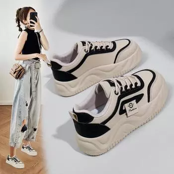 Белые туфли для женщин, новые весенние студенческие универсальные повседневные туфли, модные кроссовки с толстой подошвой 35 белый