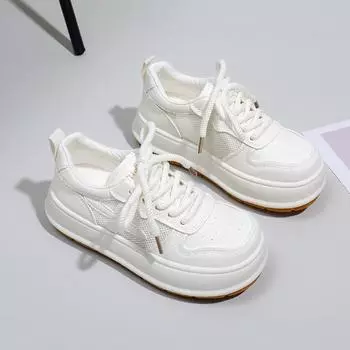 Белые туфли для женщин, новые весенние студенческие универсальные повседневные туфли, модные кроссовки с толстой подошвой 35 бежевый