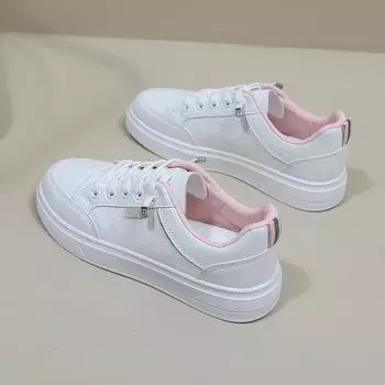 Белые туфли для женщин, новые весенние студенческие универсальные повседневные туфли, модные кроссовки с толстой подошвой 35