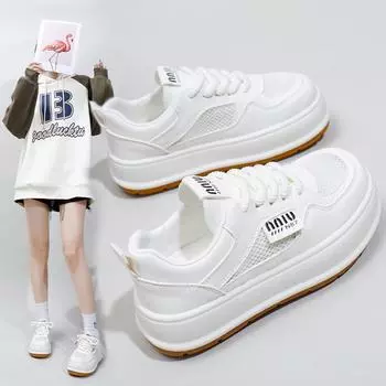 Белые туфли для женщин, новые весенние студенческие универсальные повседневные туфли, модные кроссовки с толстой подошвой 35 бежевый