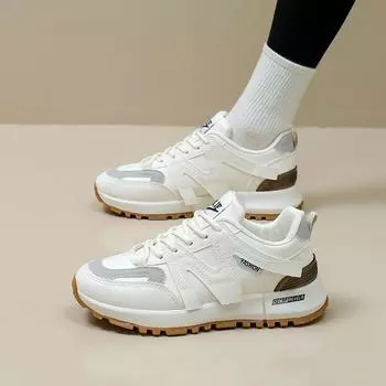 Белые туфли для женщин, новые весенние студенческие универсальные повседневные туфли, модные кроссовки с толстой подошвой 35 чёрный