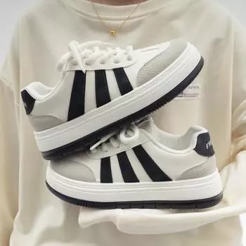 Белые туфли для женщин осень Ins модные универсальные нишевые спортивные полосатые туфли для женщин 35