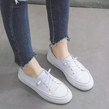 Белые туфли для женщин, универсальные на весну и лето, женские туфли на плоской подошве, корейская версия с закрытым носком 40 белый