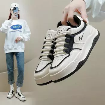 Белые туфли для женщин, весенние новые студенческие туфли в корейском стиле, модные универсальные туфли с толстой подошвой, весенне-осенняя повседневная обувь Q5906 35