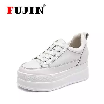 Белые туфли Fujin, студентки, дикая спортивная обувь, женская повседневная обувь на толстой подошве с увеличенной подошвой