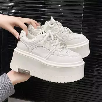 Белые туфли Gu Yunshu на толстой подошве для женщин на начало весны 2025 года, новая универсальная спортивная и повседневная обувь, обувь для сёрфинга со шнуровкой 35 белый