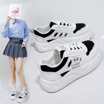 Белые туфли INS для студентов в корейском стиле, женские модные весенние новые туфли на платформе, увеличивающие рост, дышащие, повседневные туфли для уличной стрельбы Mr055 35