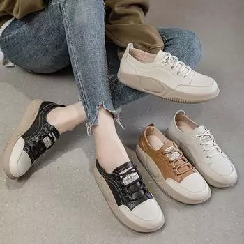 Белые туфли из кожи в стиле ретро, повседневные женские туфли 35 чёрный