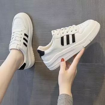 Белые туфли из натуральной кожи Кроссовки Повседневные туфли для скейтбординга Туфли для маффинов 35 белый