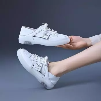 Белые туфли из натуральной кожи Повседневные белые туфли Туфли на плоской подошве 35 белый