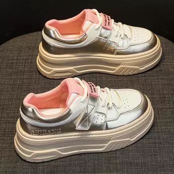 Белые туфли из натуральной кожи с толстой подошвой, повседневные кроссовки Muffin, туфли Bread 34 белый