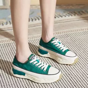 Белые туфли из пряжи на толстой подошве, женские летние универсальные туфли на платформе, повседневная обувь на плоской подошве, модная обувь с дышащей сеткой 35