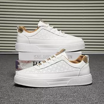 Белые туфли, летние повседневные дышащие мужские противоскользящие трендовые туфли на толстой подошве, модная спортивная мужская обувь 39 белый