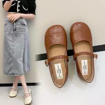 Белые туфли-лодочки с круглым носком и неглубоким носком, женские летние туфли в стиле ретро с мягкой подошвой в стиле Мэри Джейн 35 хаки