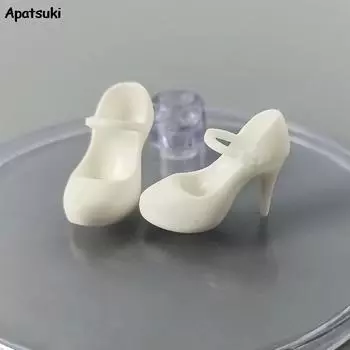 Белые туфли-лодочки, сандалии, туфли на высоком каблуке для куклы Барби, вечерняя кукольная обувь для кукол Блайт, аксессуары для кукольного домика на каблуке, сделай сам белый