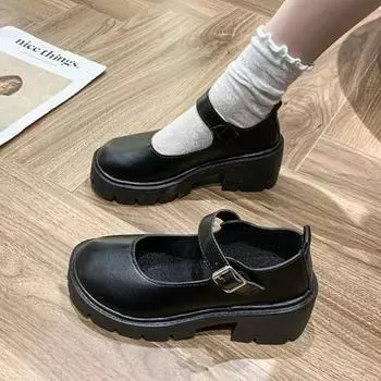белые туфли лолита женские туфли мэри джейн на платформе японская школьная обувь JK на высоком каблуке униформа женская винтажная обувь с пряжкой для косплея 35
